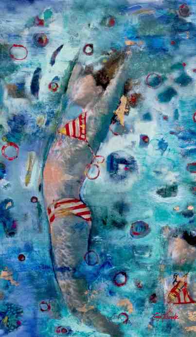 Double-Sided Towel - "Gold Swimmers"