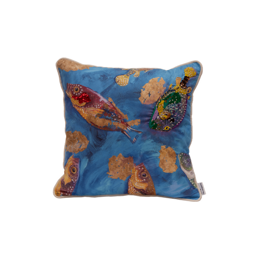 Throw Pillow Cover - "Pecera Azul"