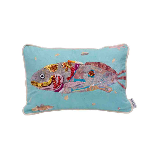 Throw Pillow Cover - "Un Pez Aqua"